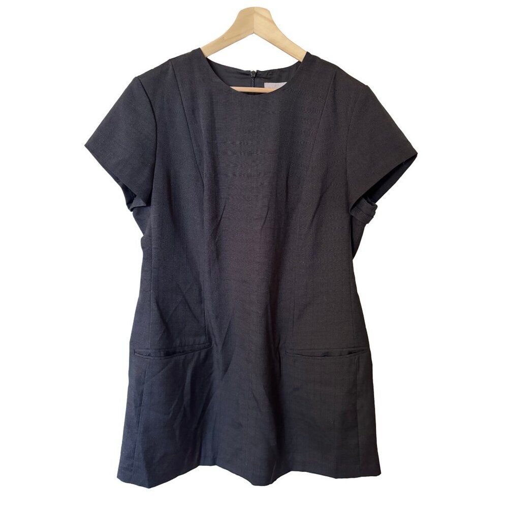 H&M Linen-Like Shift Dress - Short - Black - Size XL